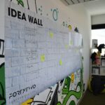 white and blue wall calendar